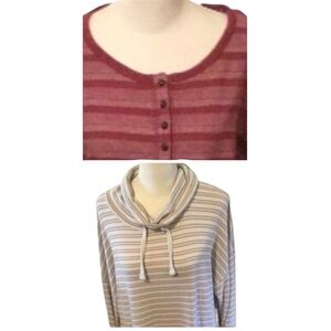 Lucky Brand Tops Sz XL (bundle of 2) Rolled Mock Neck Stripe & Henley Striped